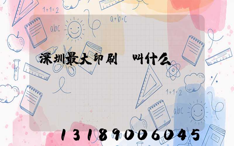 深圳最大印刷廠叫什么